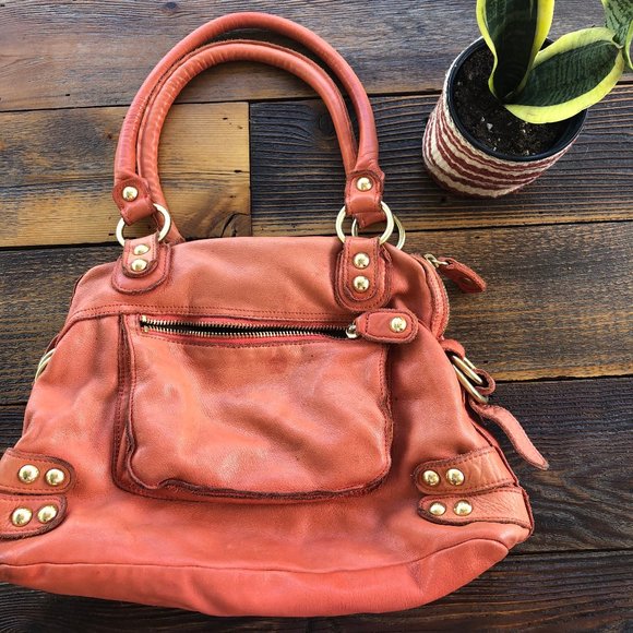 Linea Pelle Orange Leather Handbag - Picture 1 of 4